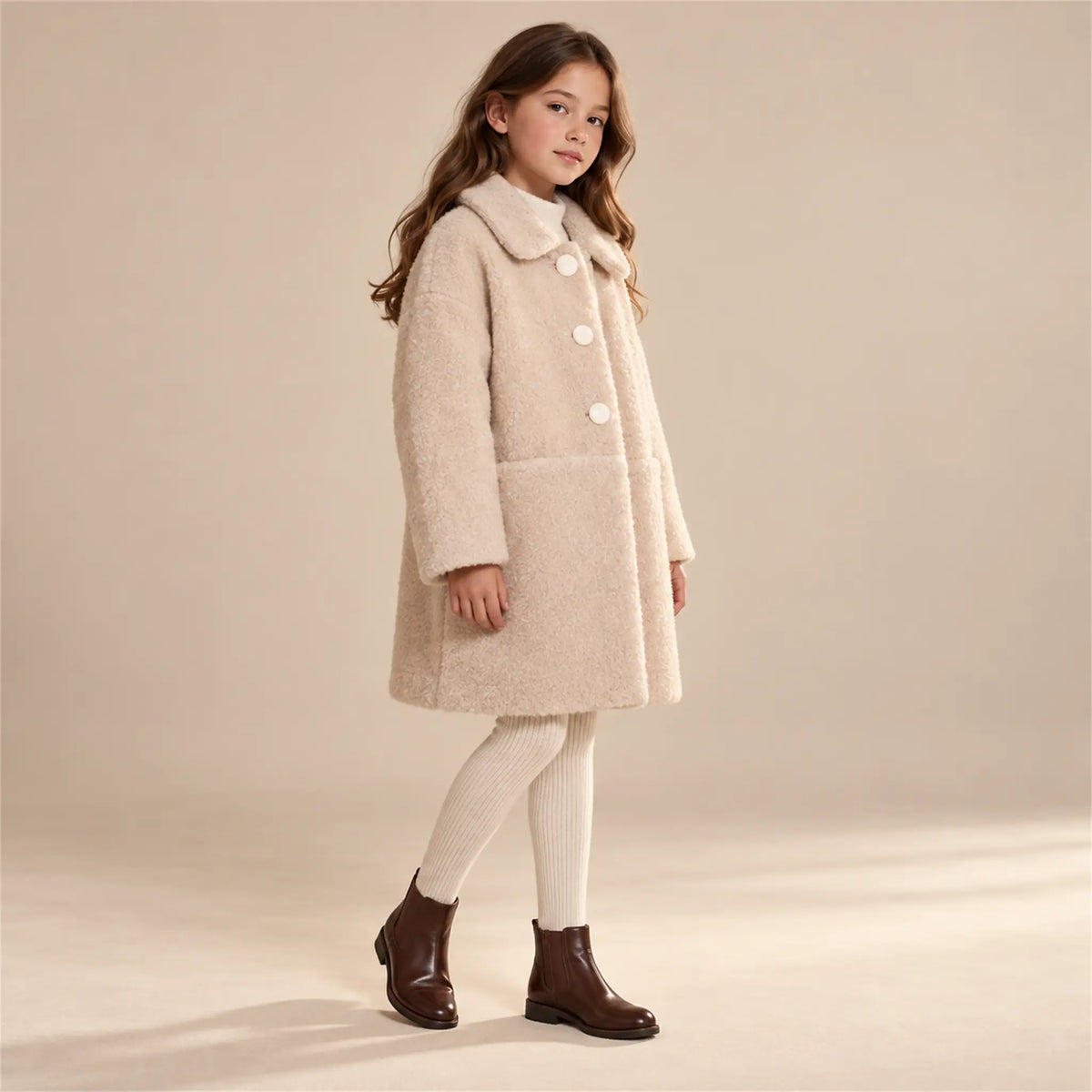 Teddy Bear Coat – Biscuit – 12Y lookbook, look 2