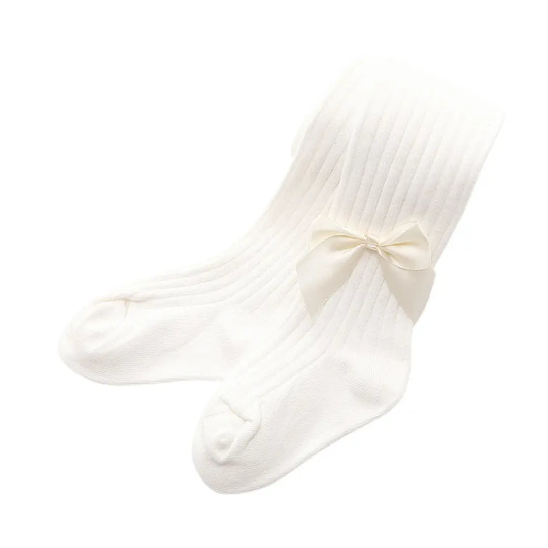 Élyse Bow Knit Stockings - Ivory ORELIE
