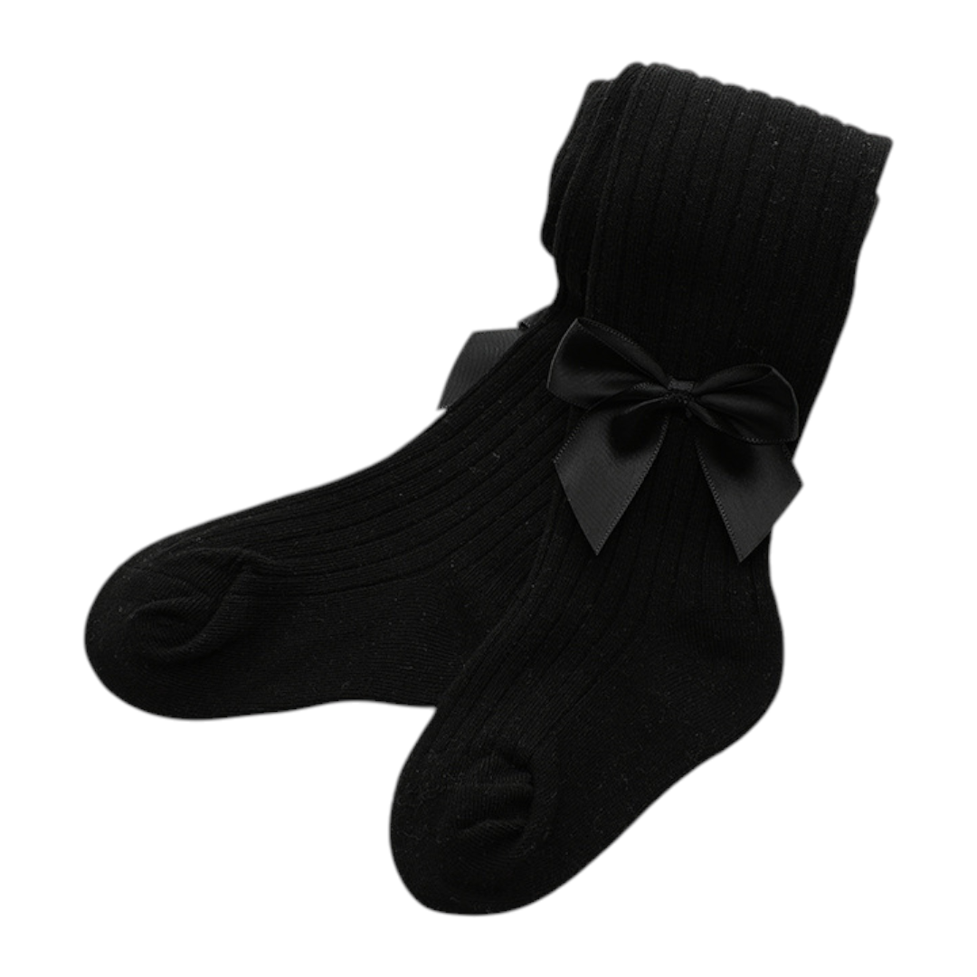 Élyse Bow Knit Stockings - Black