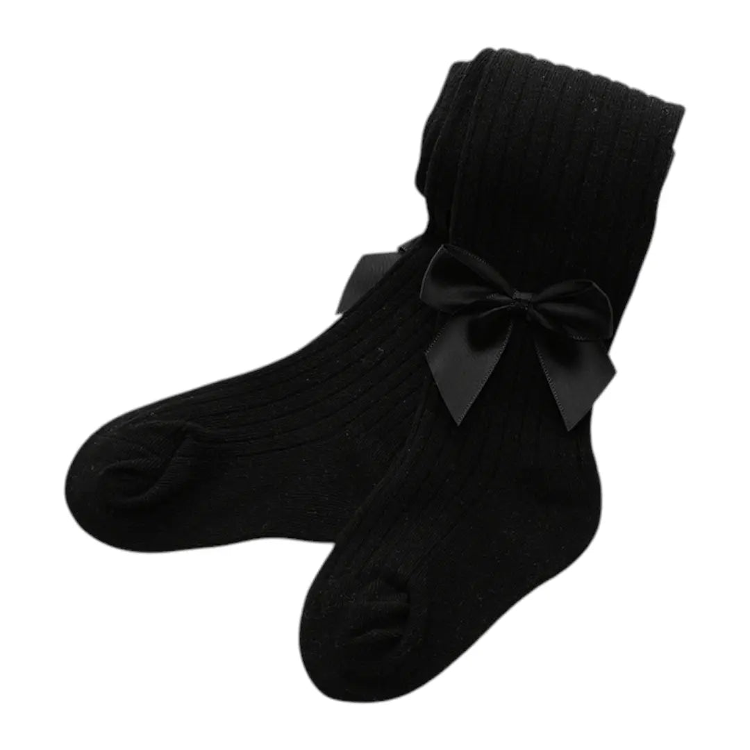 Élyse Bow Knit Stockings - Black ORELIE