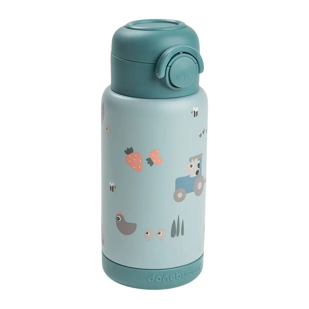 Insulated Straw Bottle Tiny Farm Blue 340ml DONE BY DEER