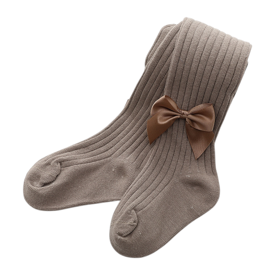 Élyse Bow Knit Stockings - Taupe