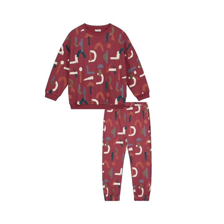 Red Abstract sweater & pants