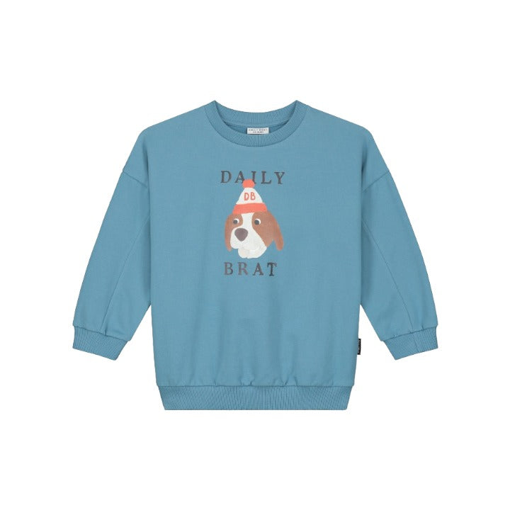 Quirky dog sweater snow blue