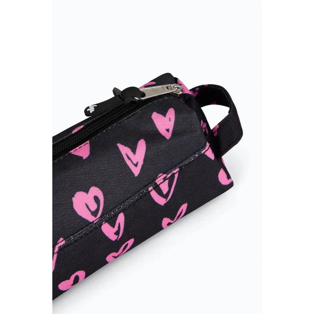 Black Pink Scribble Heart Pencil Case HYPE