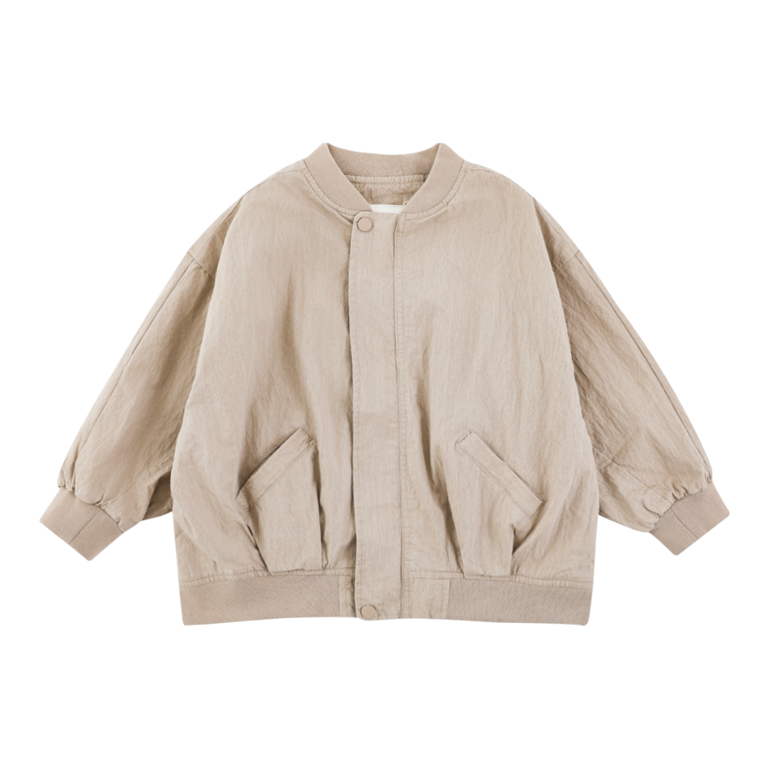 Beige Lightweight Quilted Bomber Jacket
