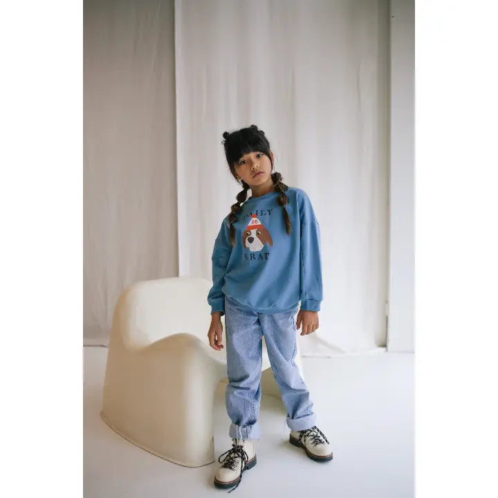 Quirky dog sweater snow blue DAILY BRAT