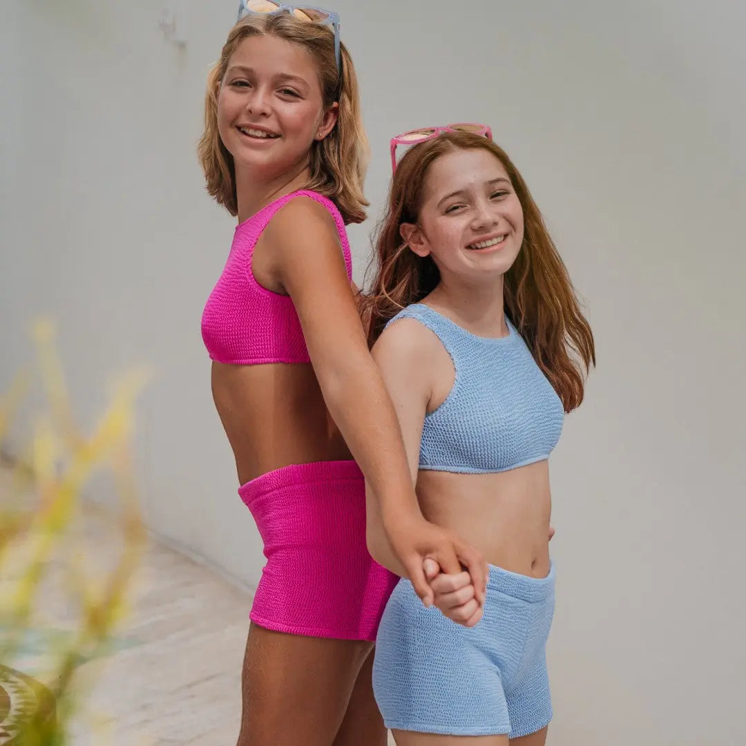 Ibiza Swim Shorts Bubble Pink Crinkle Fabric PICCOLI PRINCIPI SWIMWEAR