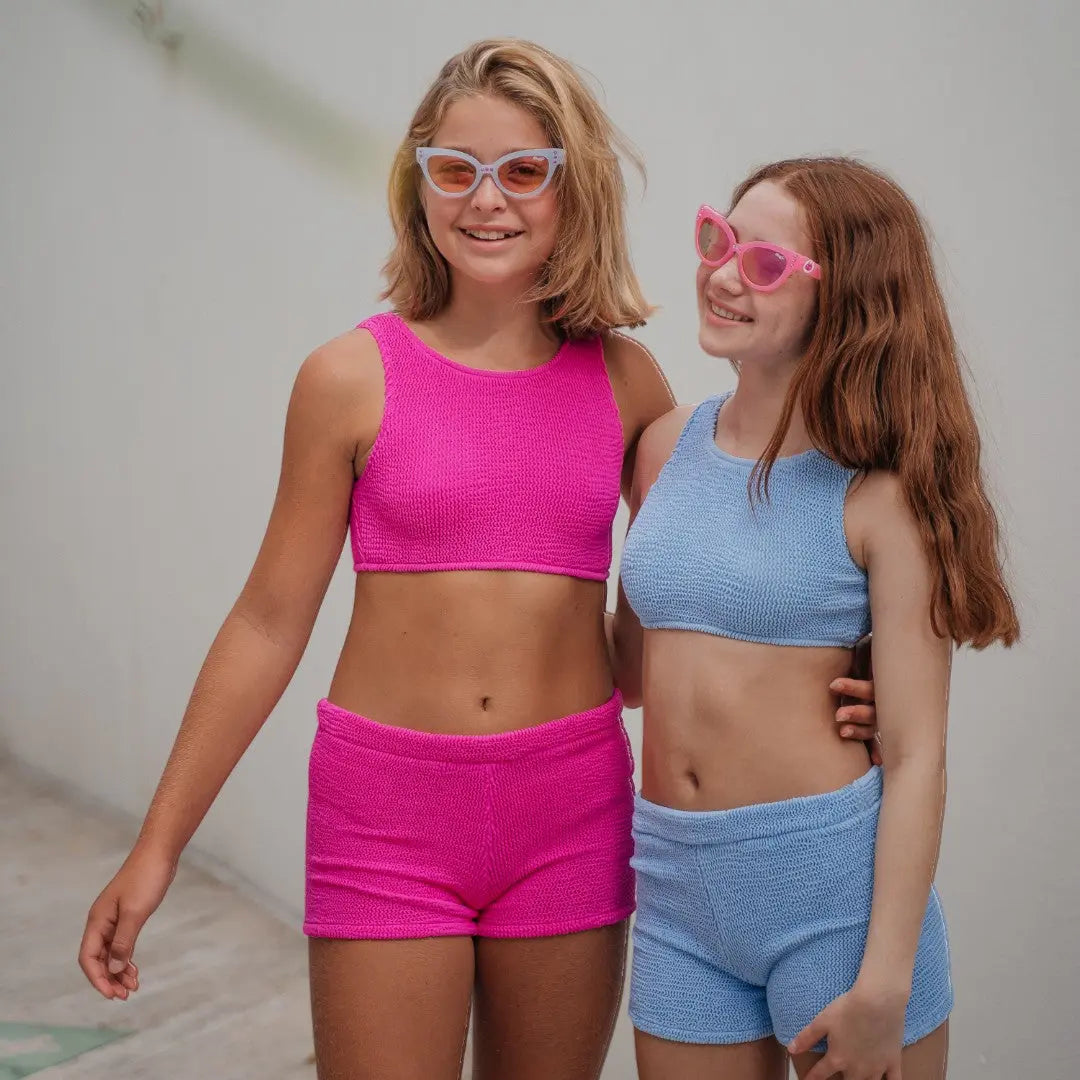 Ibiza Swim Shorts Bubble Pink Crinkle Fabric PICCOLI PRINCIPI SWIMWEAR