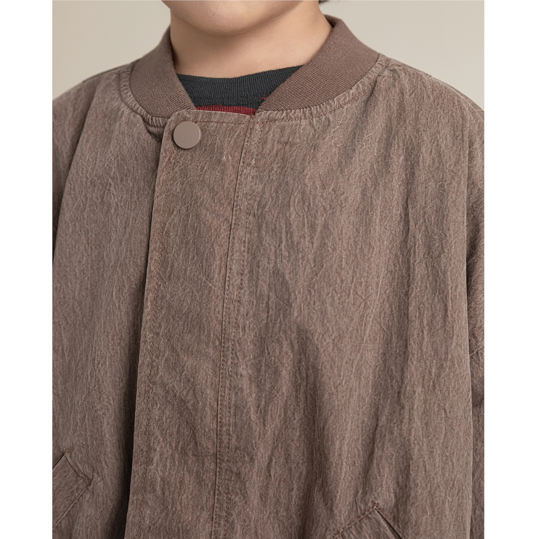 Cocoa Brown Lightweight Quilted Bomber Jacket