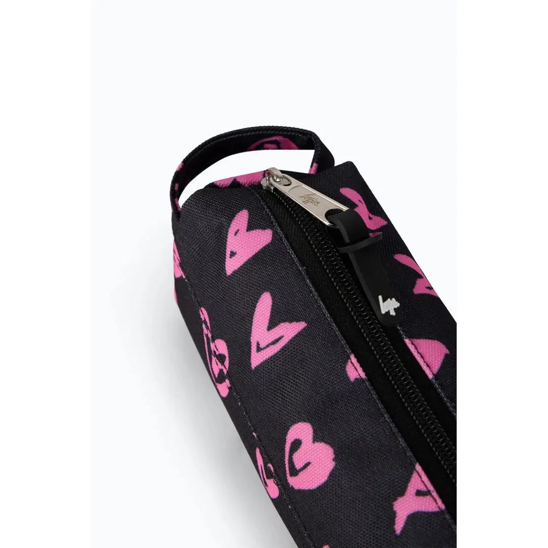 Black Pink Scribble Heart Pencil Case HYPE