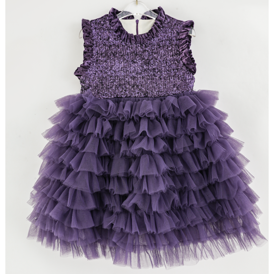 Royal Plum Celestia Ruffle Tulle Party Dress