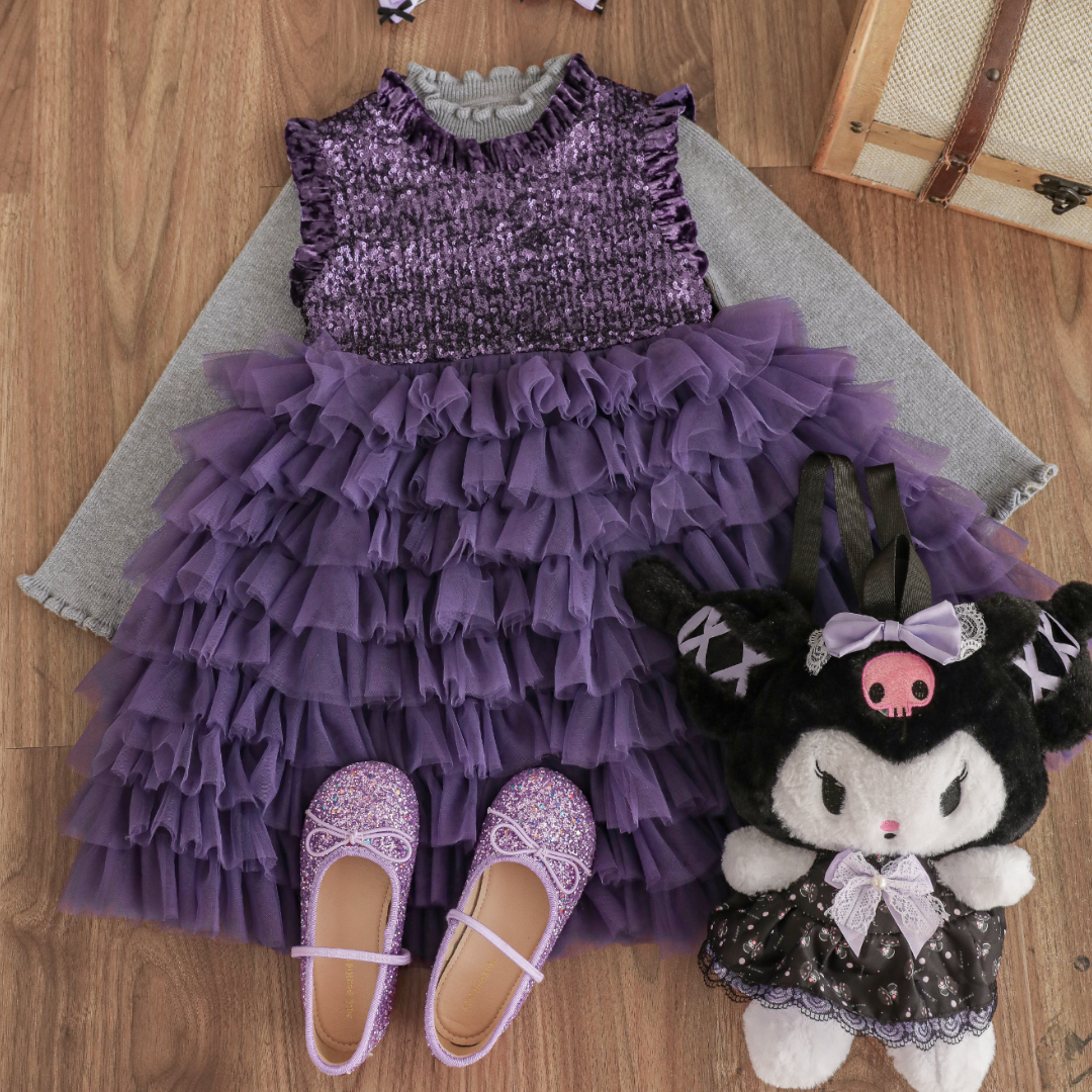 Royal Plum Celestia Ruffle Tulle Party Dress