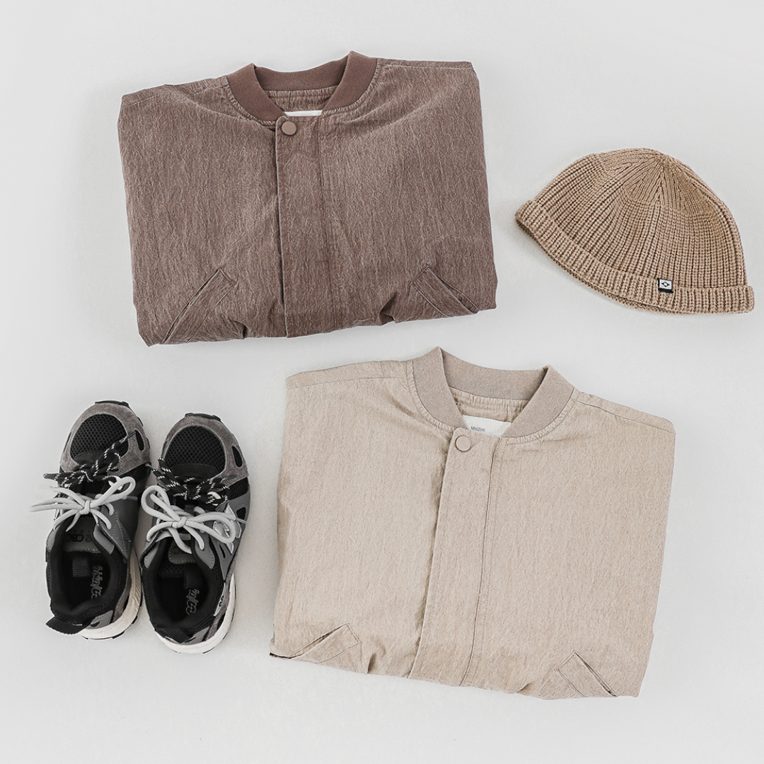 Beige Lightweight Quilted Bomber Jacket