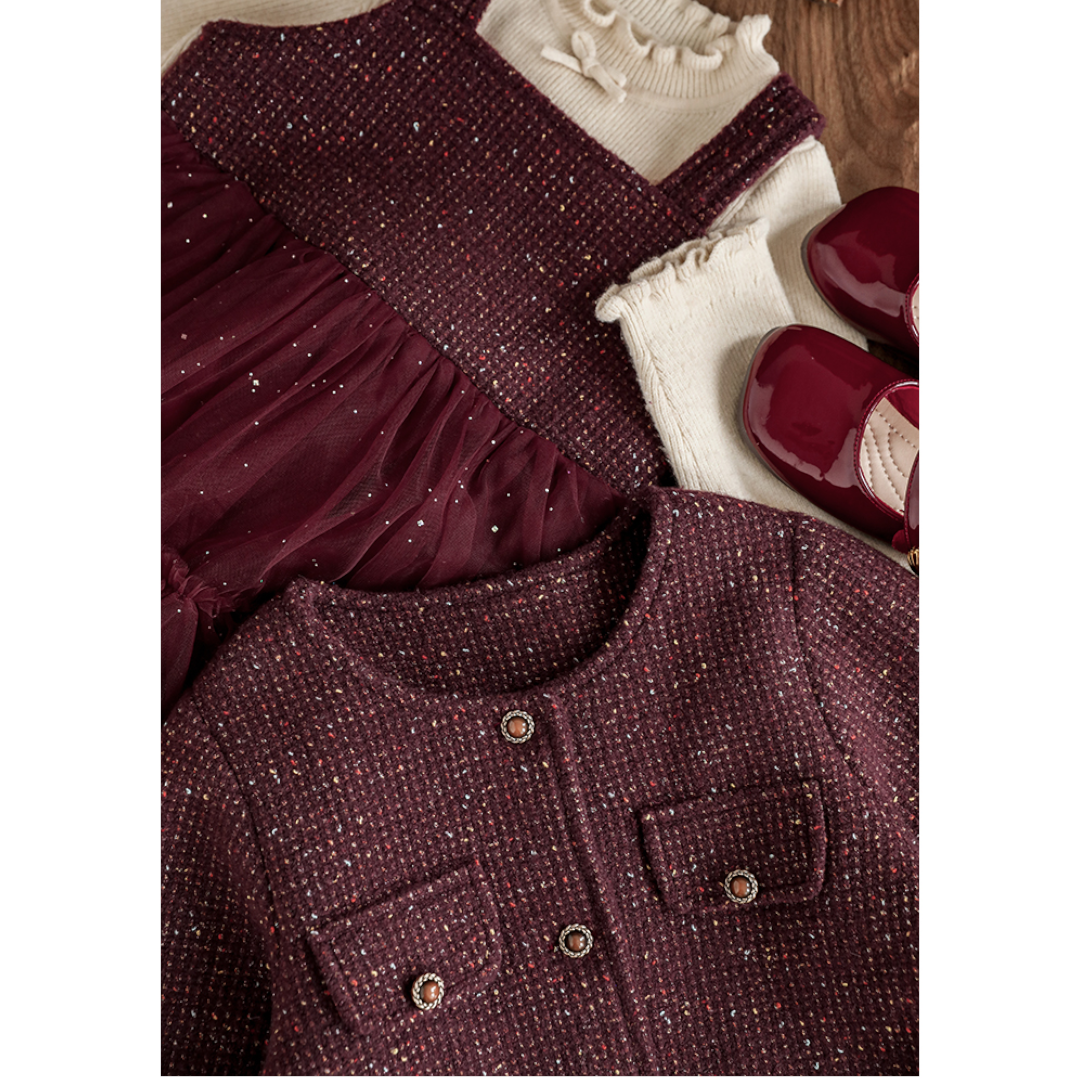 Burgundy Atelier Tweed Tulle Set