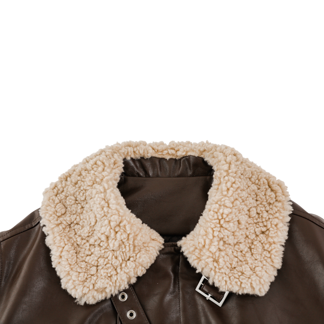 Espresso Shearling Aviator Jacket