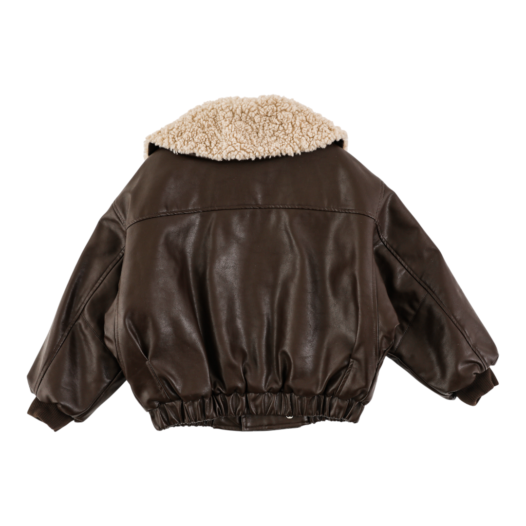 Espresso Shearling Aviator Jacket