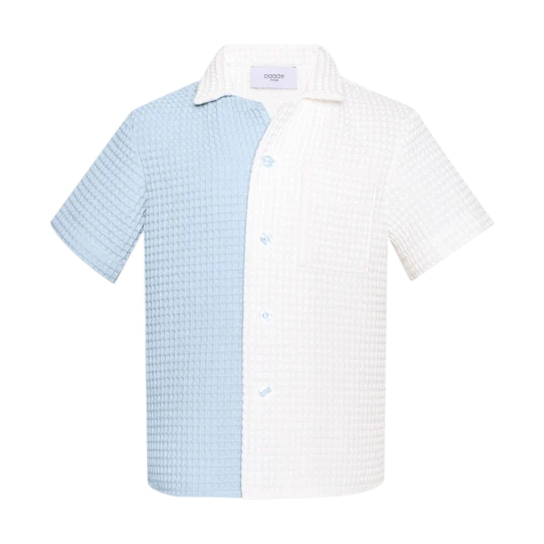 White & Blue Waffle Cotton Shorts Set