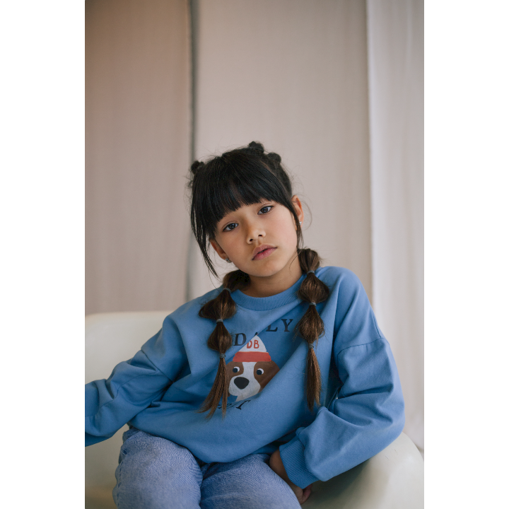 Quirky dog sweater snow blue