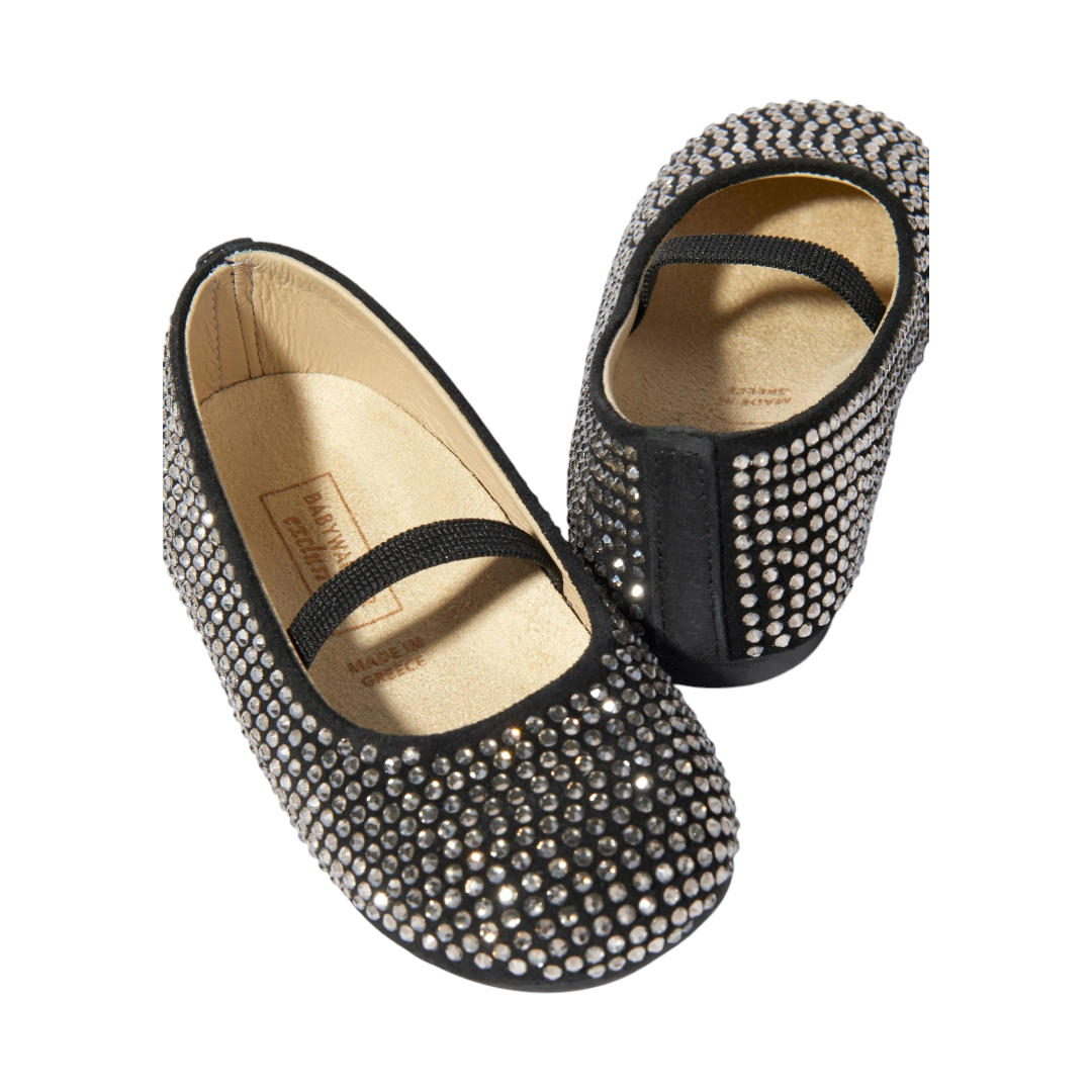 Babywalker Black Swarovski Crystal Ballet Flats
