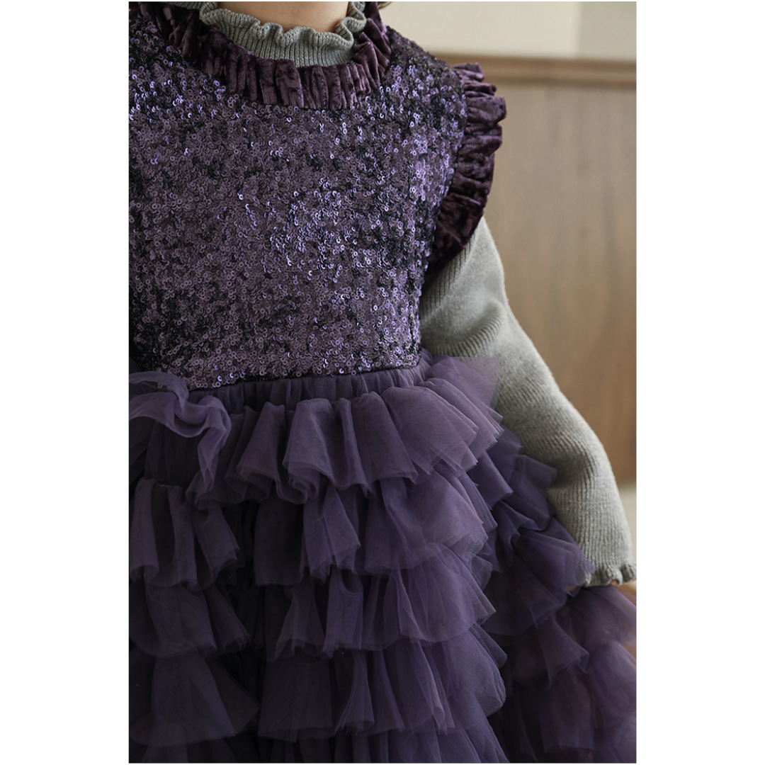 Royal Plum Celestia Ruffle Tulle Party Dress