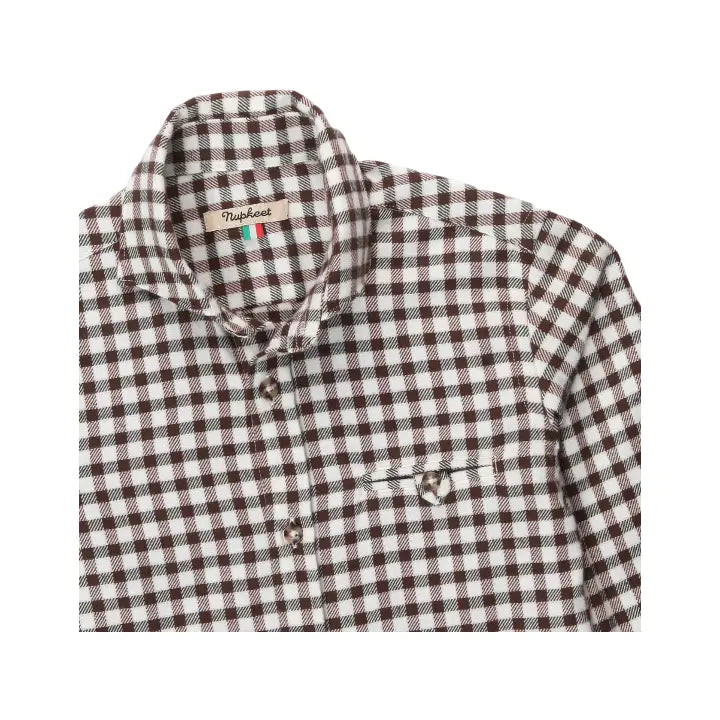 Boy L/s French Collar Shirt - White & Red NUPKEET