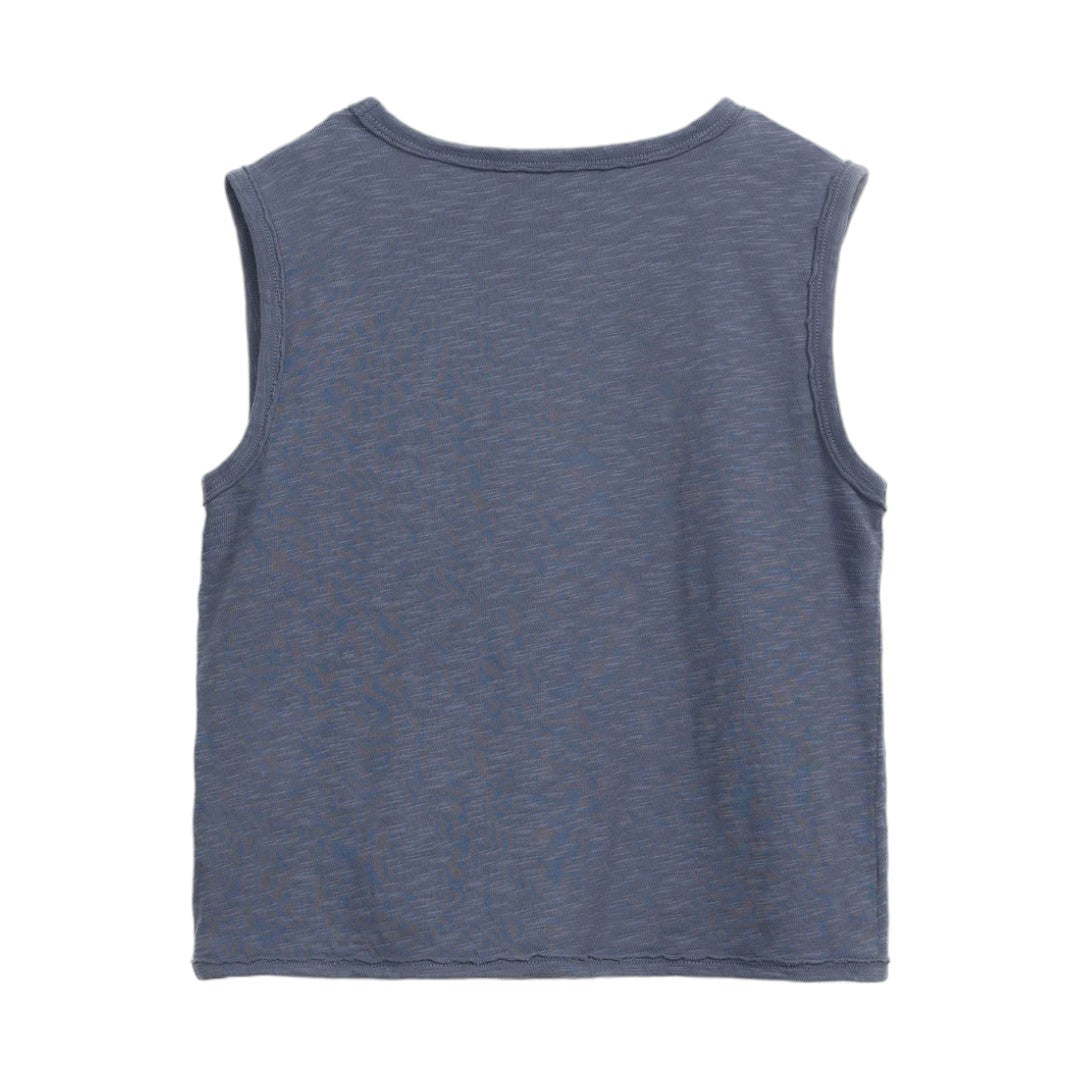 Blue Sleeveless Jersey T-shirt & Palm Trees Swim Shorts
