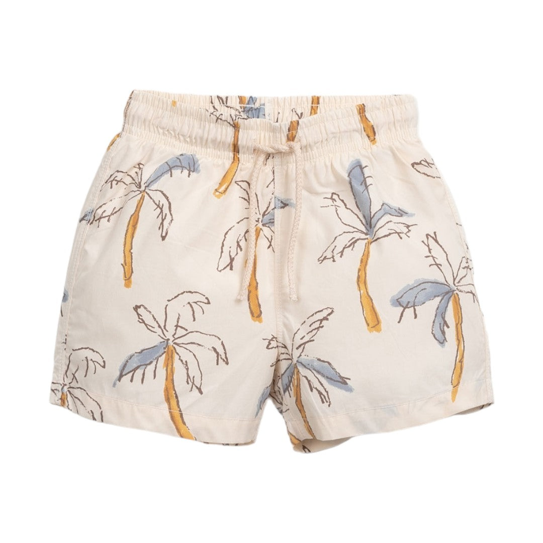 Blue Sleeveless Jersey T-shirt & Palm Trees Swim Shorts