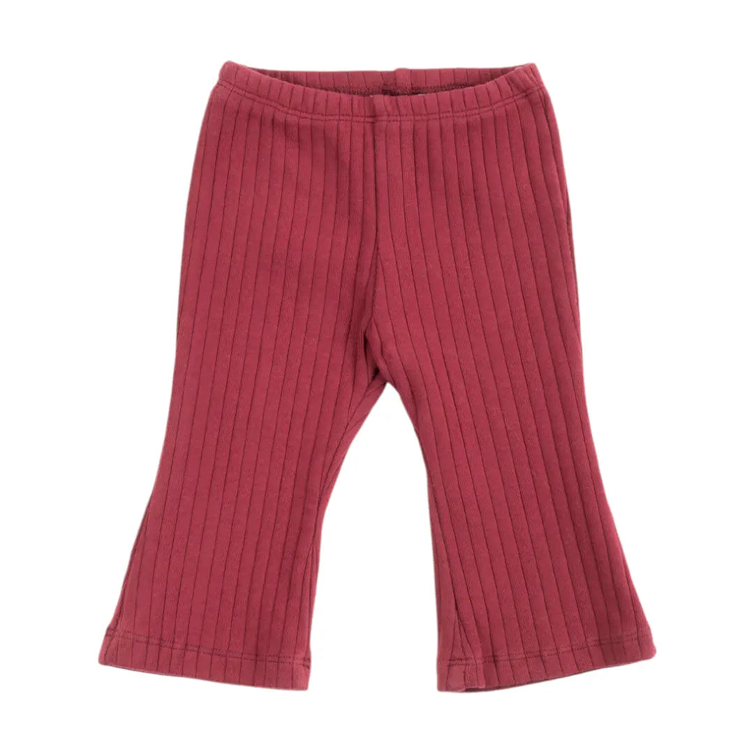 Baby Girl Ribbed T-shirt & Flared Leggings - Burgundy YELL OH!