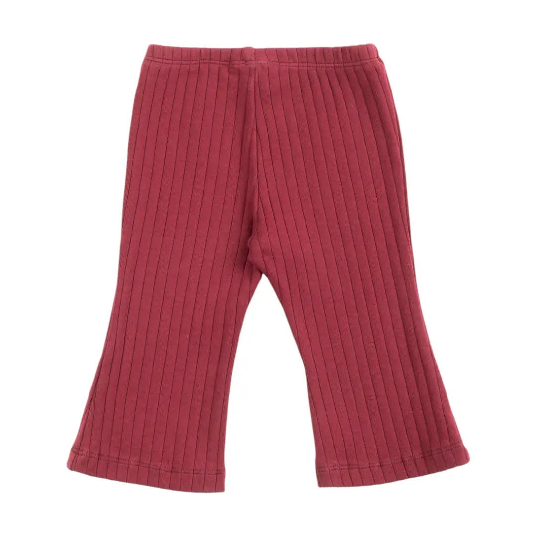 Baby Girl Ribbed T-shirt & Flared Leggings - Burgundy YELL OH!