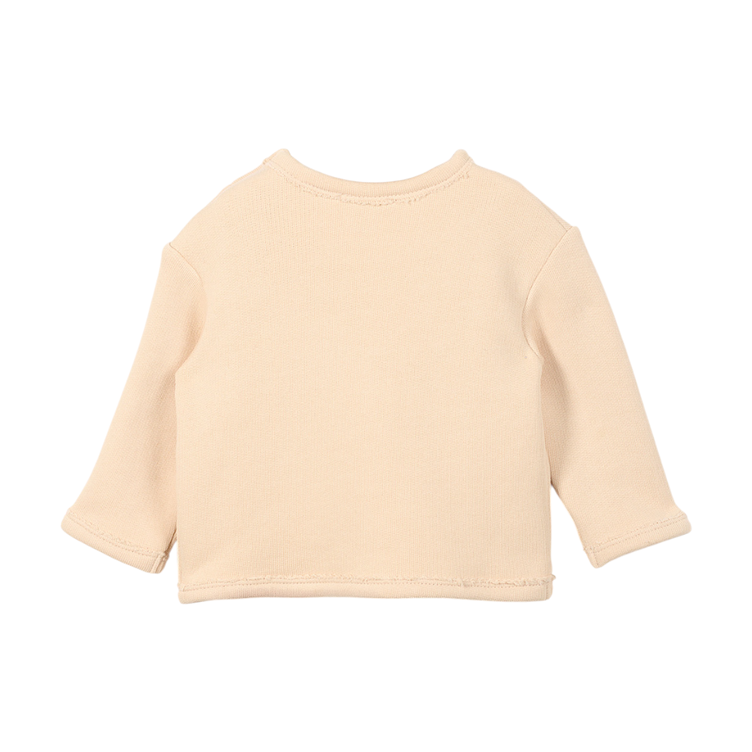 100% Organic Cotton Sweatshirt With Bows & Sweatpants - Sand