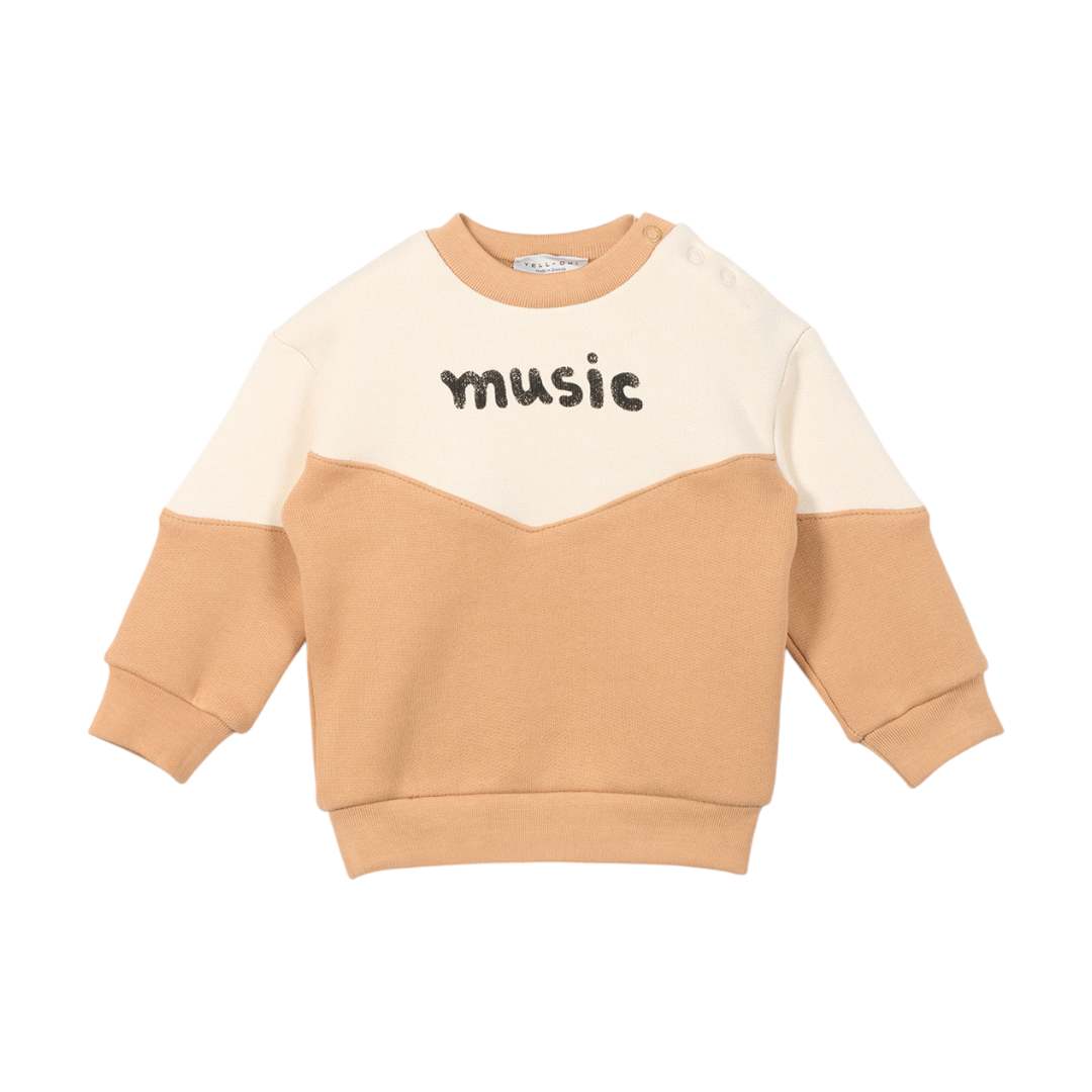 Beige & White Organic Cotton Sweatshirt & Sweatpants