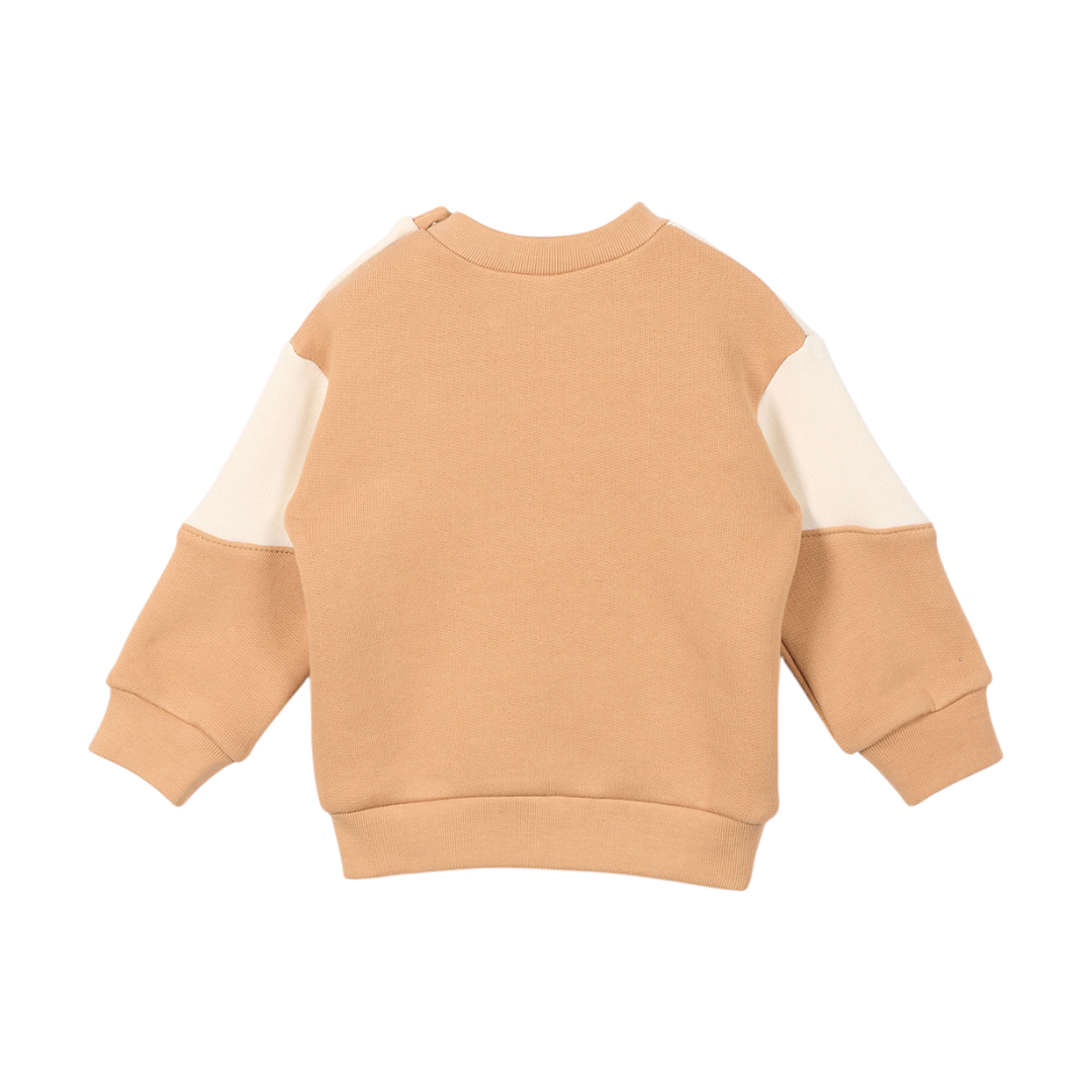 Beige & White Organic Cotton Sweatshirt & Sweatpants