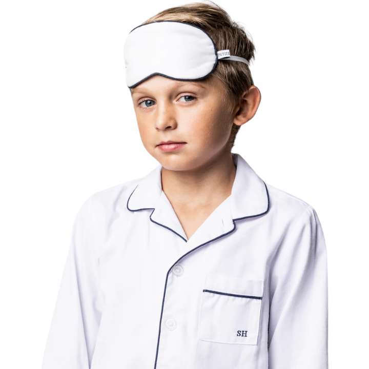 White Eye Mask With Navy Piping