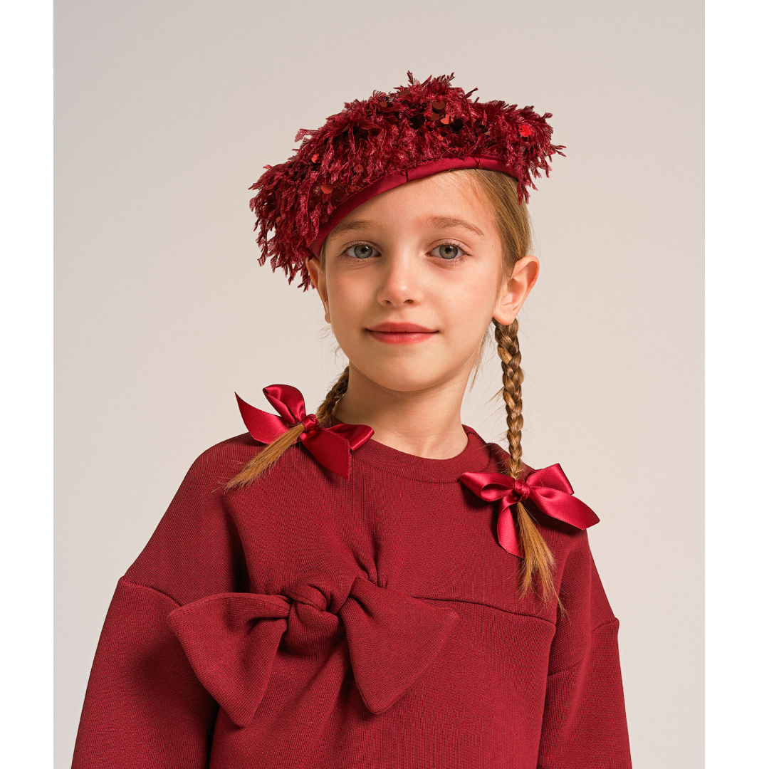 Burgundy Organic Cotton Sweatshirt with Bows