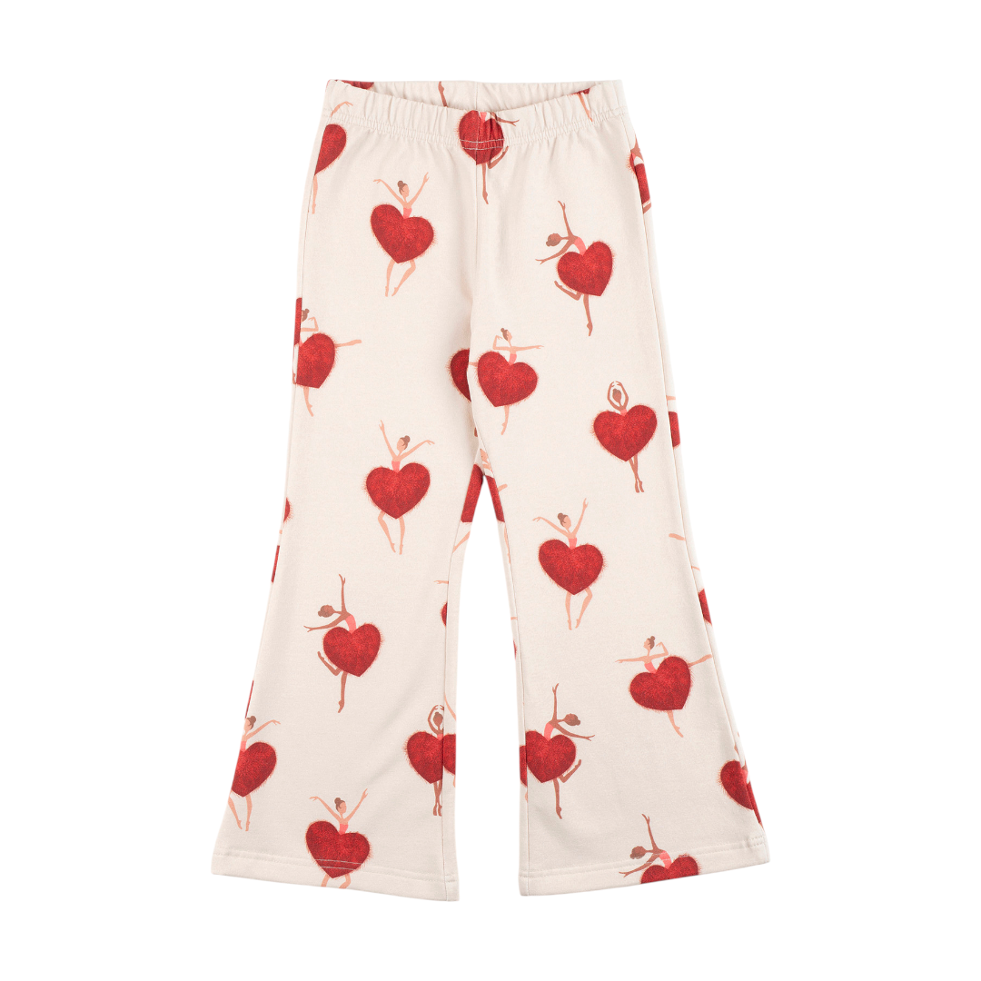 Red & Pink Organic Cotton Sweatshirt & Heart Flared Sweatpants