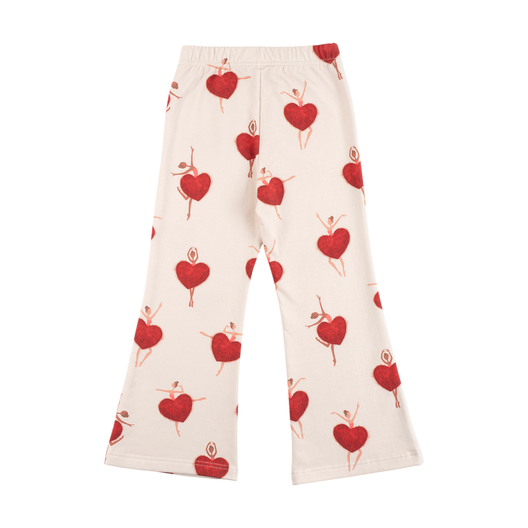 Red & Pink Organic Cotton Sweatshirt & Heart Flared Sweatpants