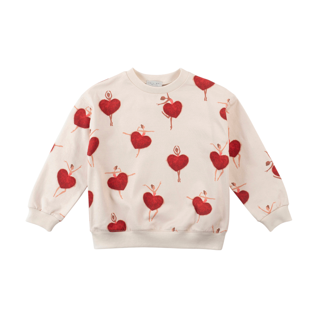 Red & Pink Organic Cotton Sweatshirt & Heart Flared Sweatpants