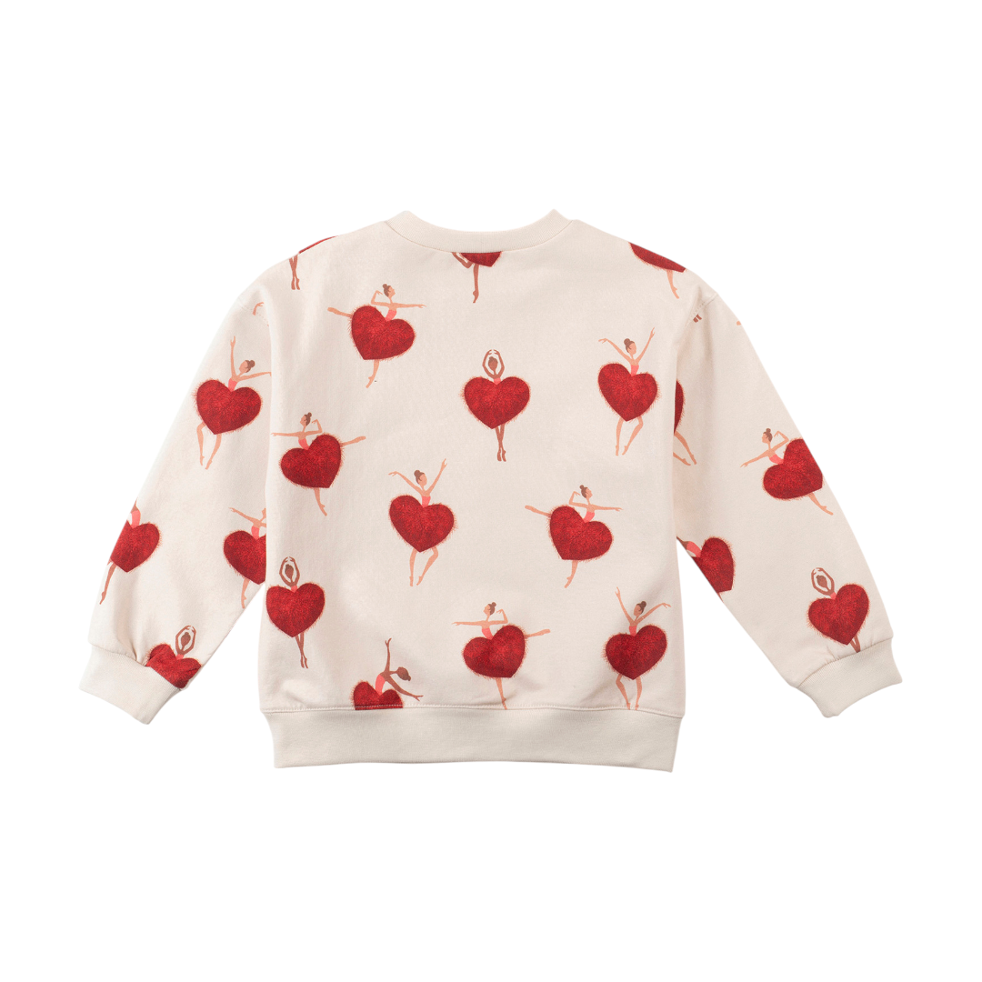 Red & Pink Organic Cotton Sweatshirt & Heart Flared Sweatpants