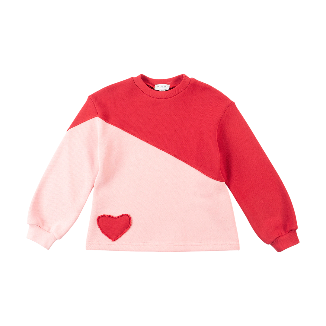 Red & Pink Organic Cotton Sweatshirt With Heart