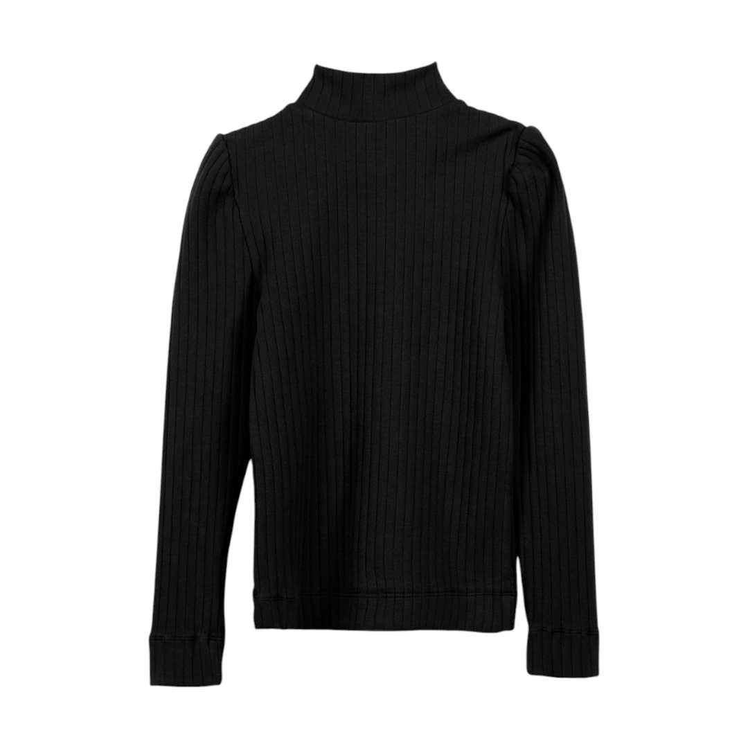 Girls Ribbed T-shirt & Leggings - Black