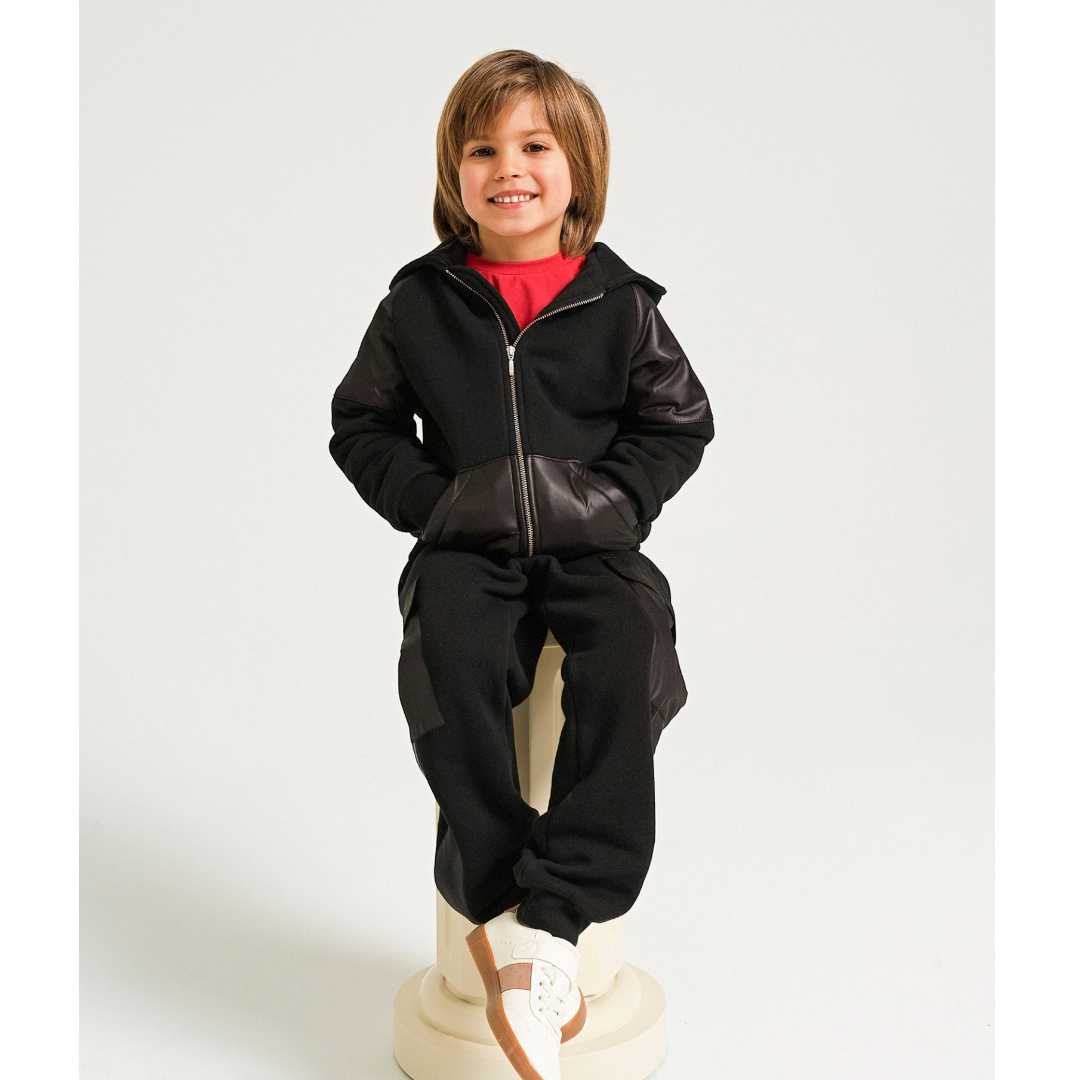 Black Hooded Jacket & Organic Cotton Sweatpants