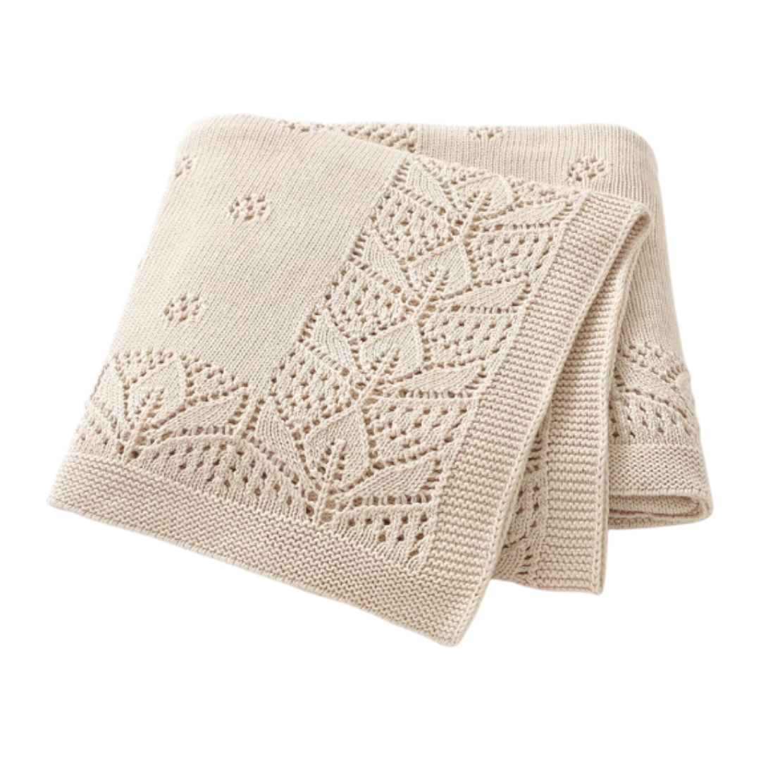 Ayla Knit Baby Blanket - Camel
