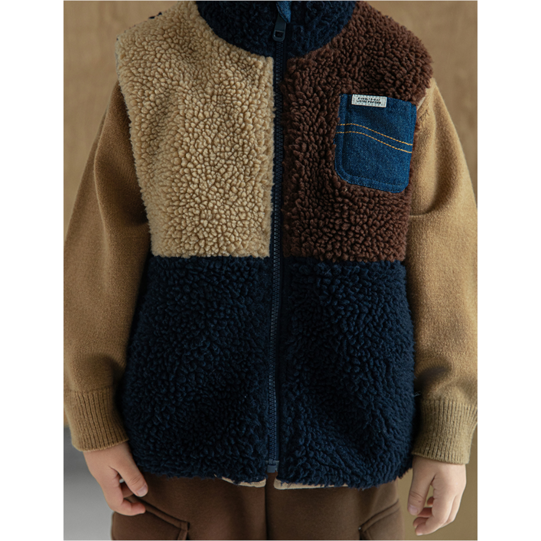 Plush Panelled Sherpa Vest