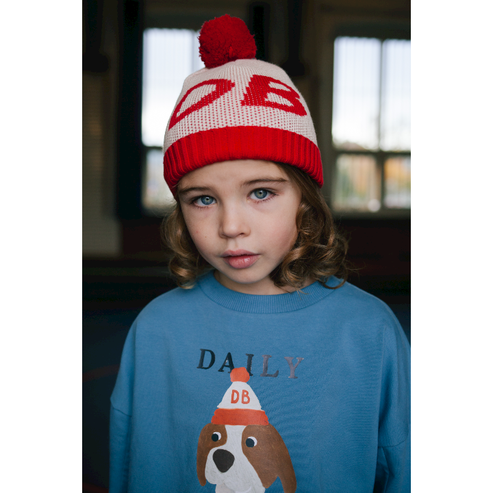 Quirky dog sweater snow blue