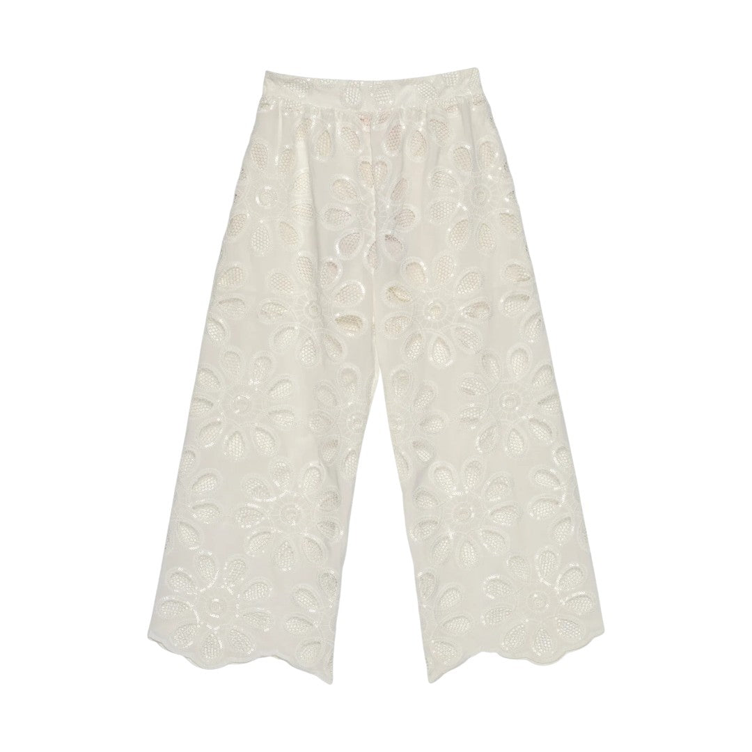 Layla Lace Top & Pants - Snow White