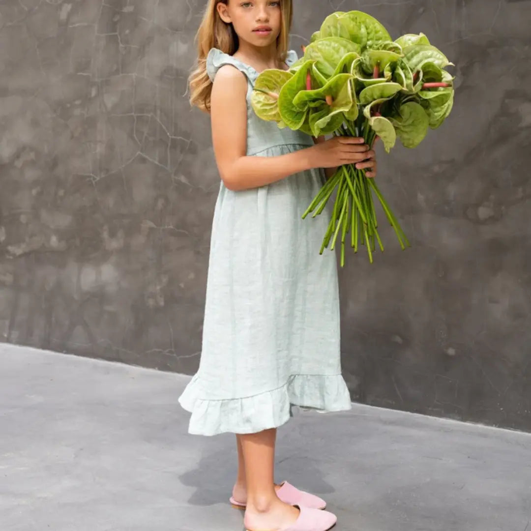 Green Linen Dress SUUKY