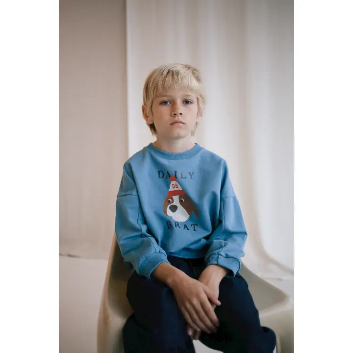 Quirky dog sweater snow blue DAILY BRAT