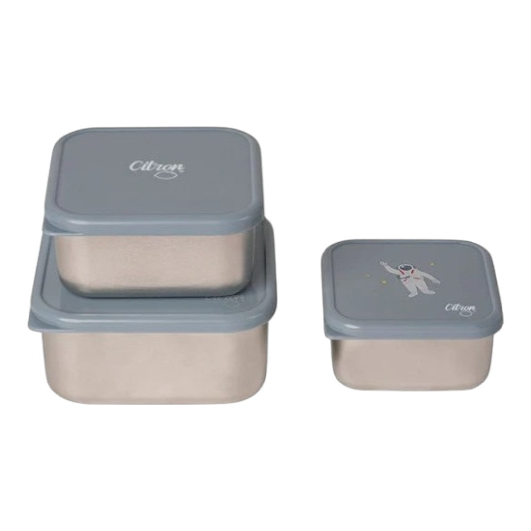 Stackable Stainless steel Lunchbox - Set of 3 - Spaceship