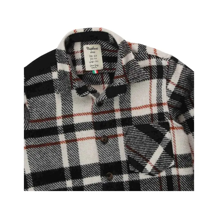 Boy Wide Jacket Shirt W/welt - Black & White NUPKEET